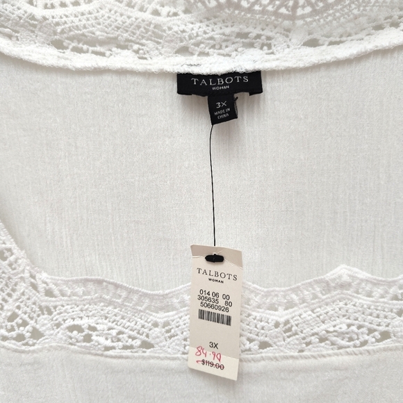 NWT Talbots white Shift Dress womens plus size 3X new crochet cotton - Picture 2 of 14